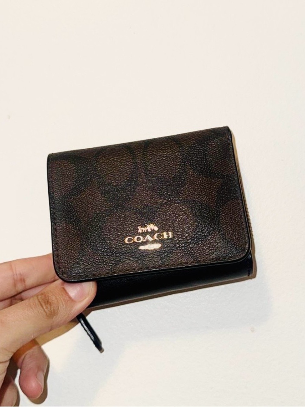 Coach Canvas/Leather Signature Wallet Brown/Black With Signature Logo - Picture 1 of 4